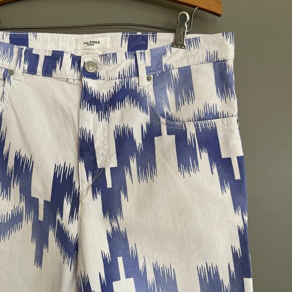 Isabel Marant Etoile Lanea Jeans Size Medium White Blue Western Aztec High Rise - Picture 9 of 16
